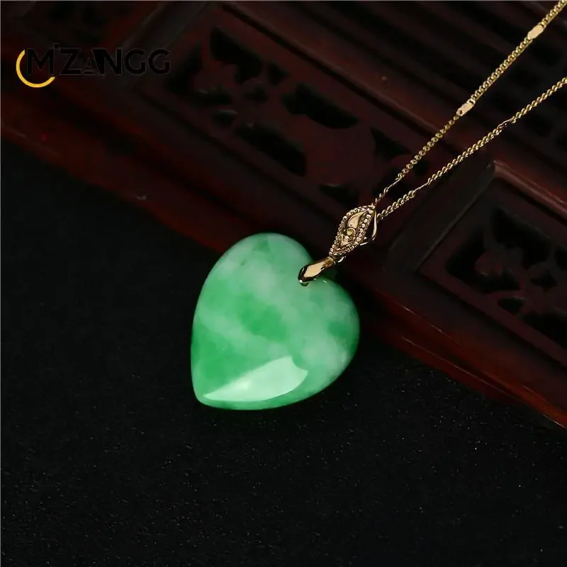 Natural Myanmar Jade Heart Pendant Dry Cyan Yang Green Love Necklace Personality Simple Jewelry for Men and Women Holiday Gifts 5