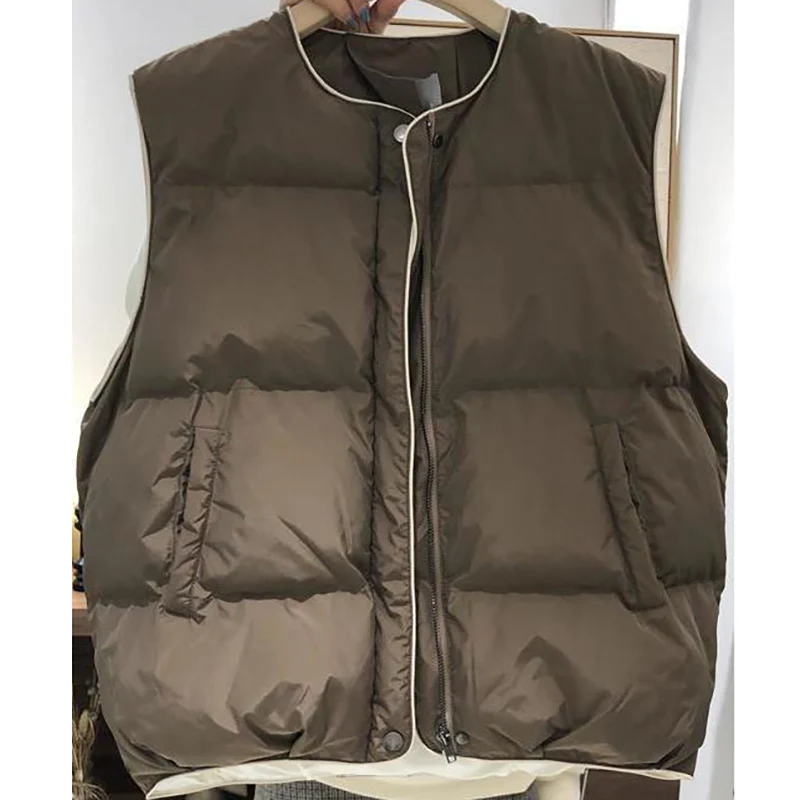 

Winter Women Loose Short Cotton Vests Simplicity Elegant Fashion Casual Thicken Jacket Female Cardigan Sleeveless Warm Coat