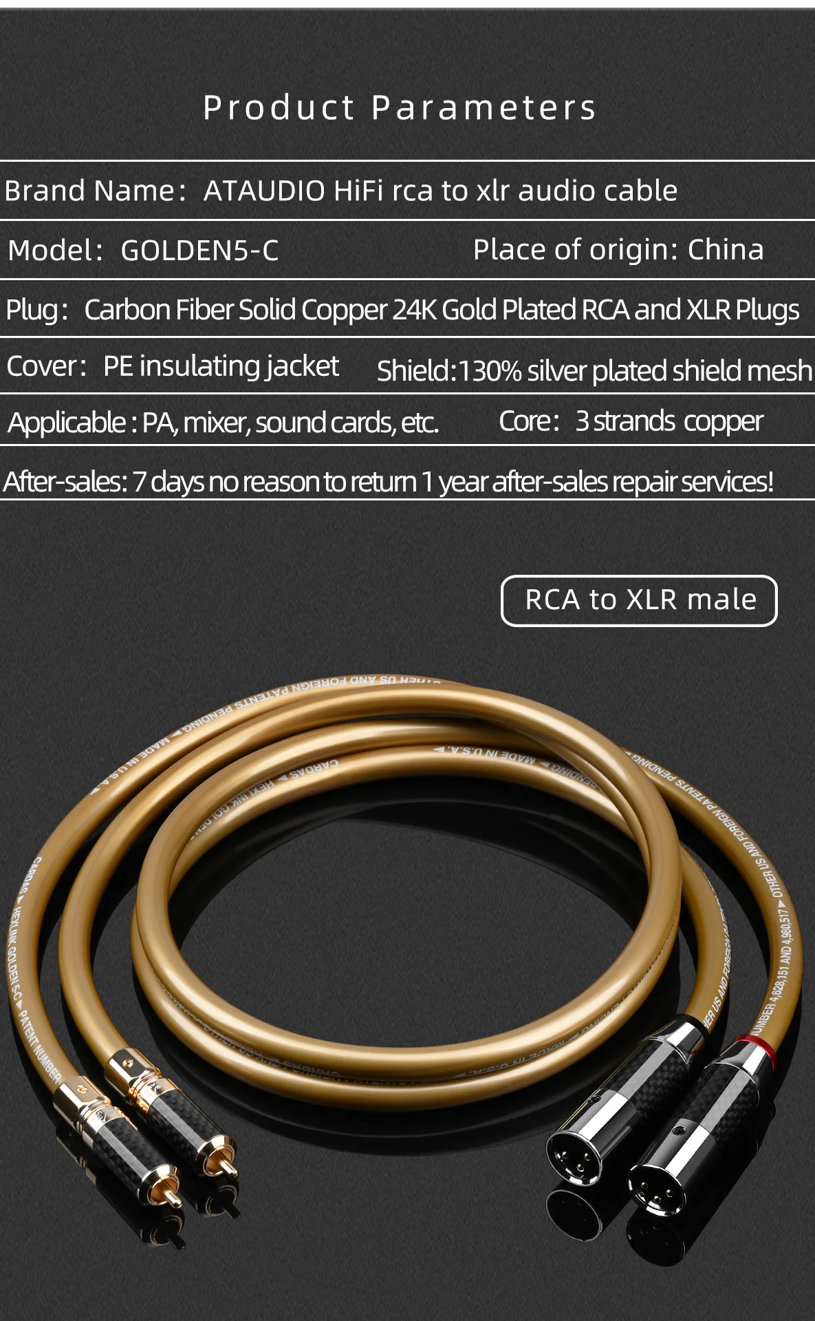 Adaptateur Répartiteur De Type C Vers 2RCA Mâle Vers 2RCA