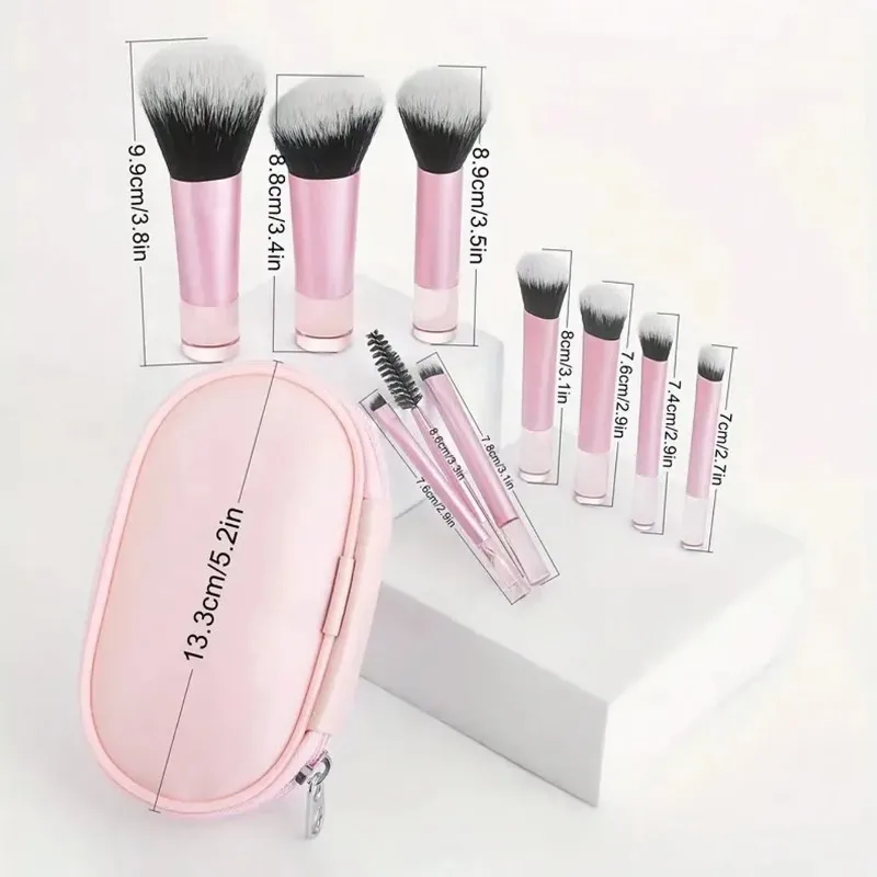10Pcs Makeup Brushes Set With Bag Cosmetic EyeShadow Foundation Loose Powder Blush Detail Brush Blending Beauty Make Up Tools 6