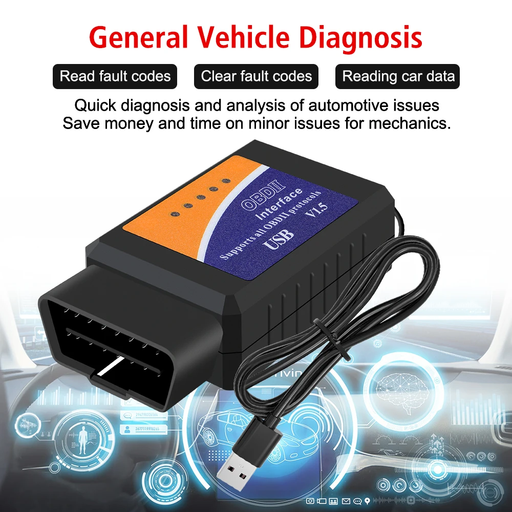 With PIC18F25K80 Chip Car Diagnostic Cable Support Most OBDII Protocols Super ELM327 USB 1.5 ELM 327 USB V1.5 OBD2 Scanner 4