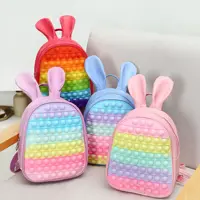Pop Its Children Silicone PU Cute Rabbit Ears Backpacks New Princess Girls Lovely Fashion Small School Bags Hot 1