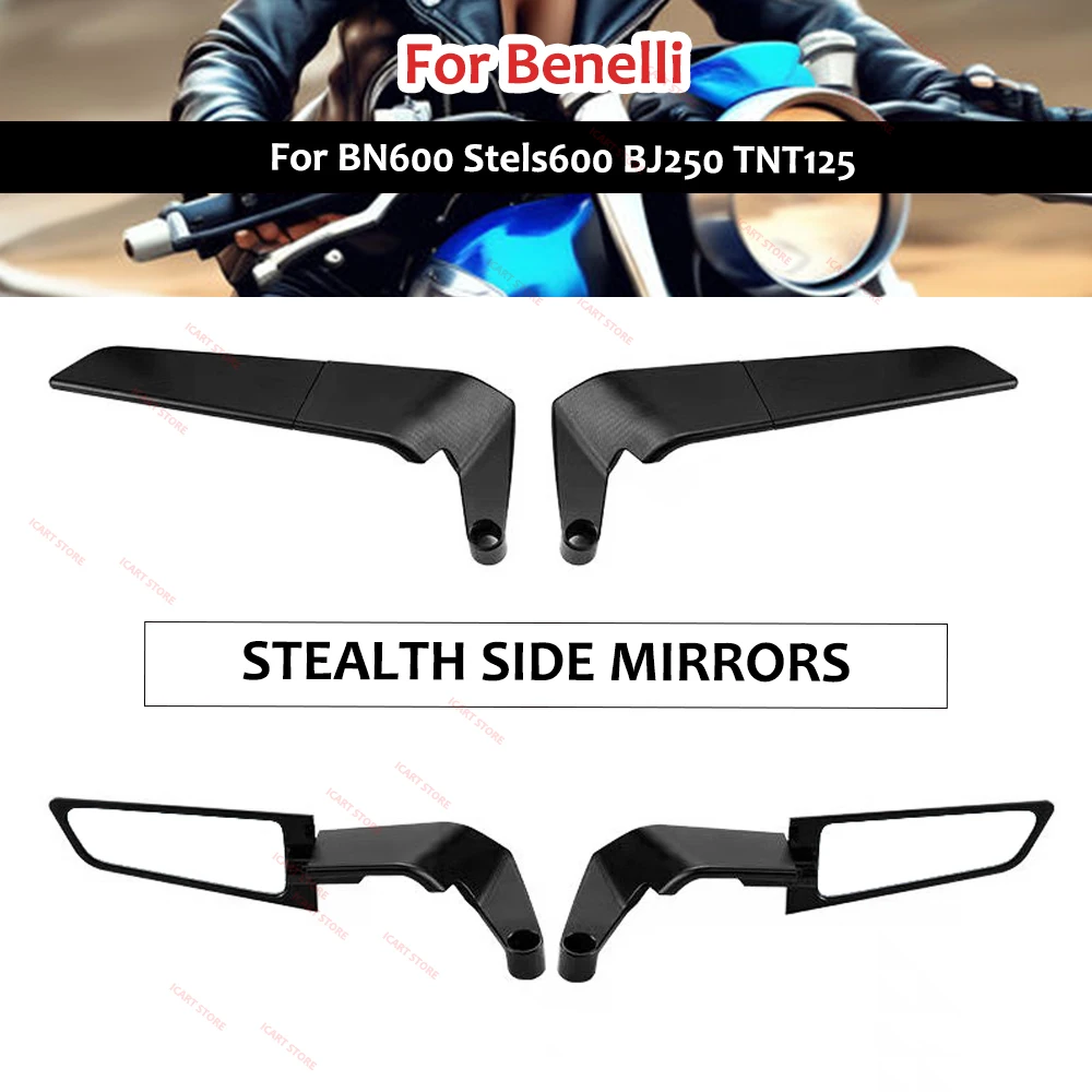 

Motorcycle Mirrors Stealth Winglets Mirror Kits To Rotate Adjustable Mirrors For Benelli BN600 Stels600 BJ250 TNT125 135 250SP