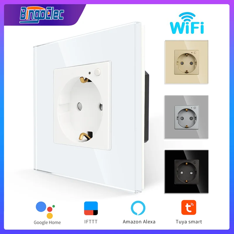 Painel de Vidro Cristal para Casa Inteligente Tomada Wifi Padrão da ue 16a 100v240v Usb tipo c Branco Preto Dourado