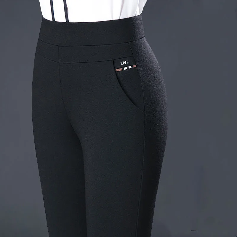 2023 Autumn and Winter Women's New Thickened and Velvet Women's Elastic High Waist Leggings Elastic Slim Straight Leg Pants