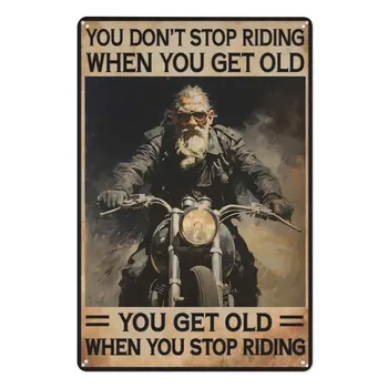 Vintage Motorcycle Rider Metal Wall Art Sign with Inspirational Quote – Weatherproof Tinplate Plaque for Garage, Man Cave & Home Décor 1