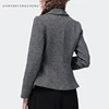 Elegant Suit Collar Women' Grey Woolen Blazer Slimming Short Female Autumn Winter Jackets Fashion Office Ladies Working Coat 4
