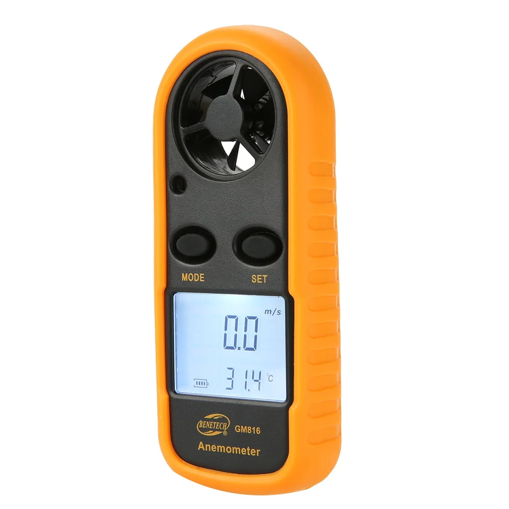 GM-816 디지털 미니 풍속계 풍속 온도 측정기 0-30m/s -10 ℃ +45 ℃