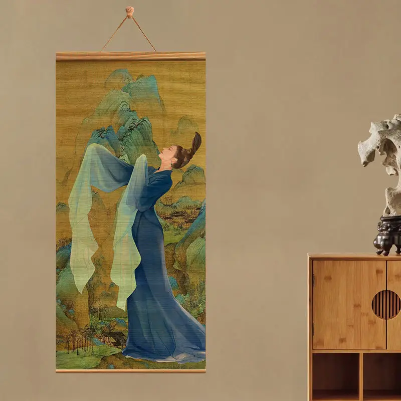 

Chinese Style Bamboo Scroll Paintings Wall Art Posters Vintage Room Decor Aesthetic Wall Hanging Home Decoration