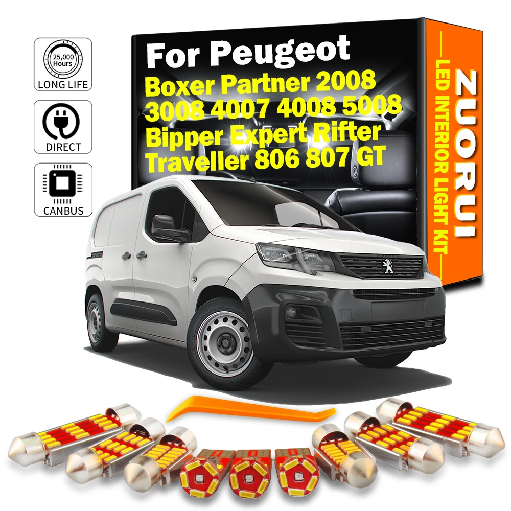 

LED Interior Map Light Bulbs Kit For Peugeot Partner Boxer 2008 3008 4007 4008 5008 Expert Bipper Rifter Traveller 806 807 GT