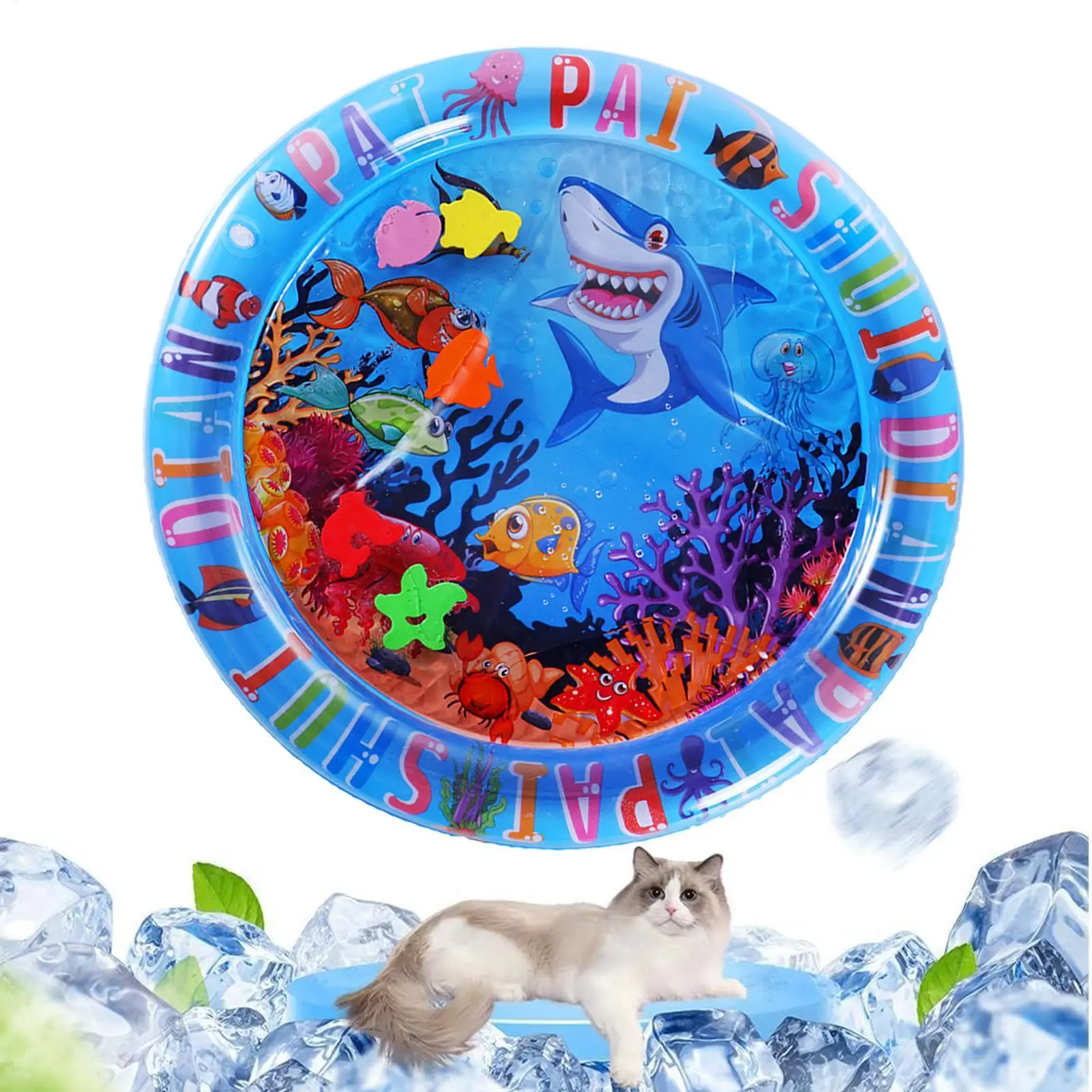 Water Sensory Play Mat Thickened Inflatable Water Mat For Cat And Dog Pet Playmat With Fish Sea Ocean Theme Sensory Toy Water - 3