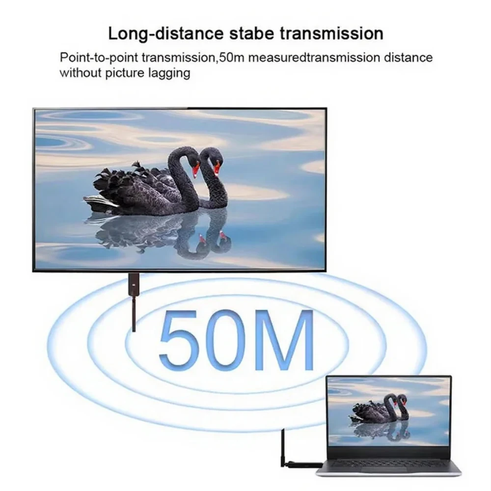 50m Wireless Transceiver HDMI-Compatible Video Transmitter Receiver 1TX To 4RX Share Screen Mirror Extender HD TV Stick Adapter