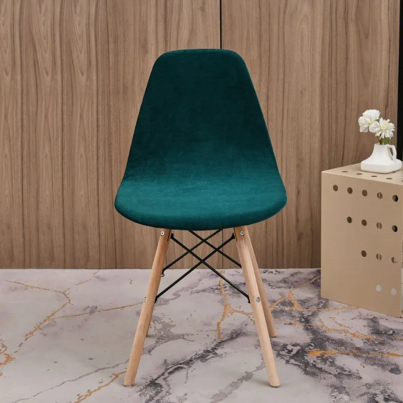 Velvet Shell Chair Cover Solid Color Stretch Nordic Round Elastic Dining Seat Cover
