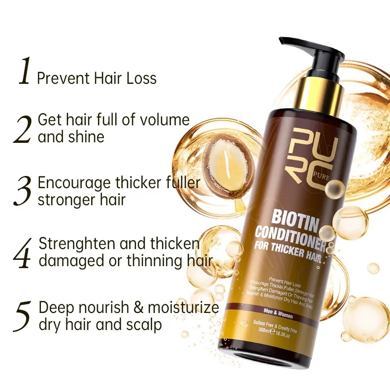PURC Biotin Hair Care Set Smoothing Shampoo Cleaning Conditioner Nourish Root Hair Oil Scalp Treatment Products for Men Women, hair care products