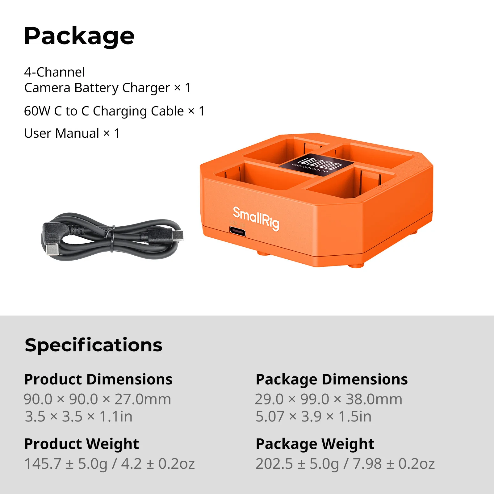 SmallRig 4-Channel Camera Battery Charger 60W Fast Charging LED Display 4-Channel For Sony NP-FZ100 Battery 4839 For NP-FZ100 battery charger,fast charger