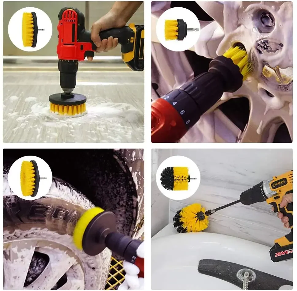 Electric Drill Scrubber 2/3.5/4/5'' Electric Drill Scrubber Brush Power Brush Set Kit Car Soft Drill Kit Bathroom Kitchen Auto Care Cleaning Tools