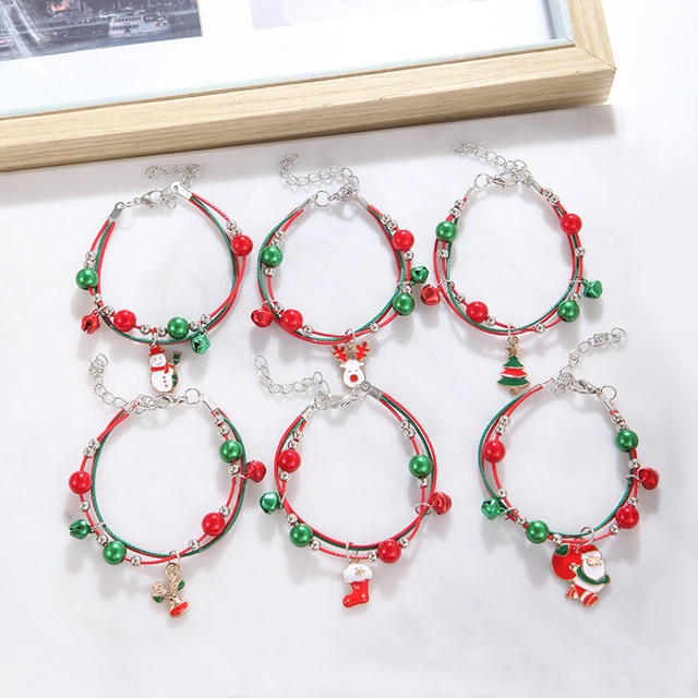 Christmas Jingle Bell Bracelet Multi-color Hanged Bead Adjustable Charm  Bangle Holiday Jewelry Gift for Women Girls Kids - AliExpress