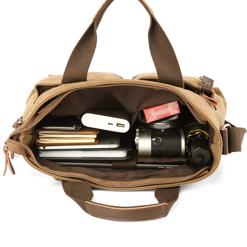Mala de Couro Lavável para Homens Mala de Viagem Bolsala do Ombro do Mensageiro Bolsa Casual Grande Bolsas para Laptop de Negócios - Imagem 6