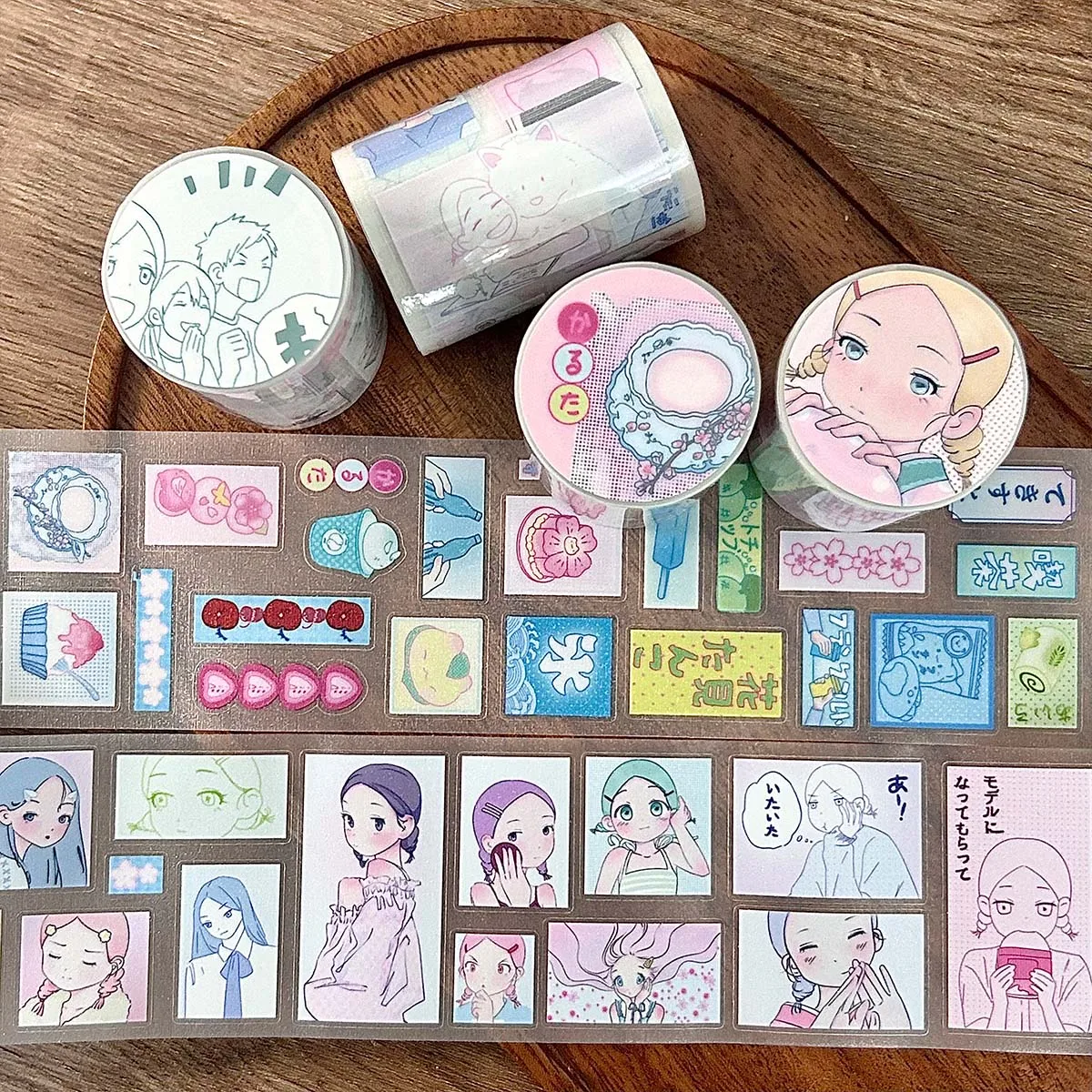 WAKAWAKA Showa Language Washi Tape Cute Character Deco Sticker Korean Decorative Masking Tape Scrapbooking Adhesive Tape 6