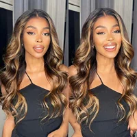 13x6 mettre en évidence Hd dentelle frontale perruque cheveux humains P4/27 couleur miel blond perruques de cheveux humains 40 pouces vague de corps pour les femmes 3
