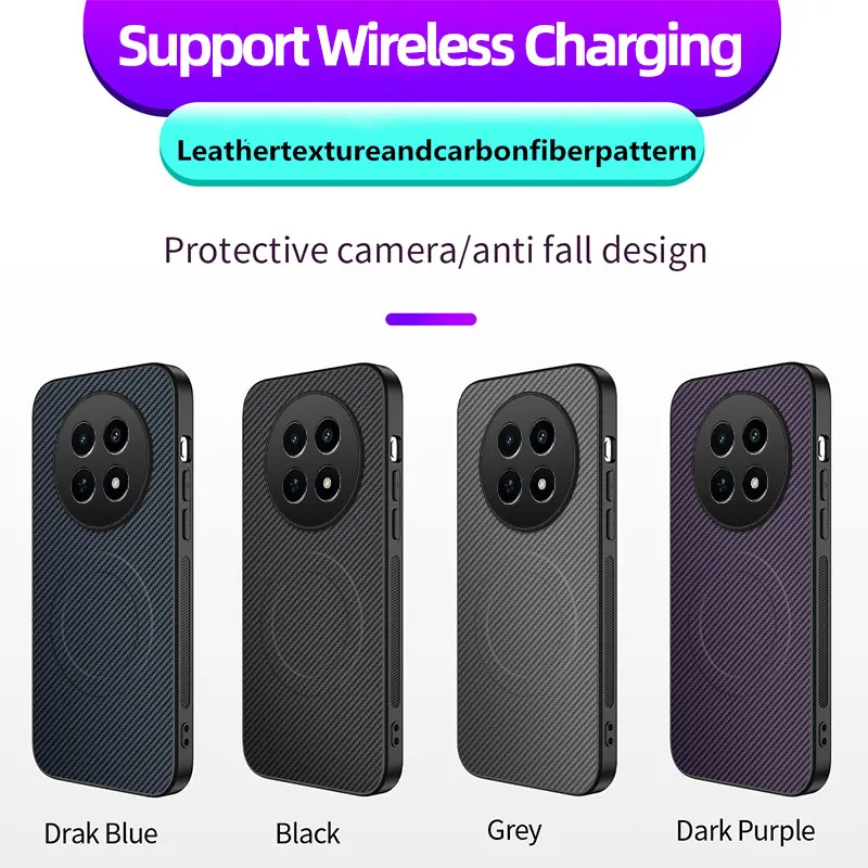 Premium Carbon Fiber Magnetic Phone Case with TPU Soft Wireless Charging Capability