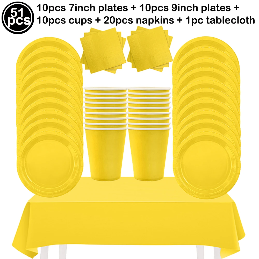 Elegant Yellow Disposable Tableware Set