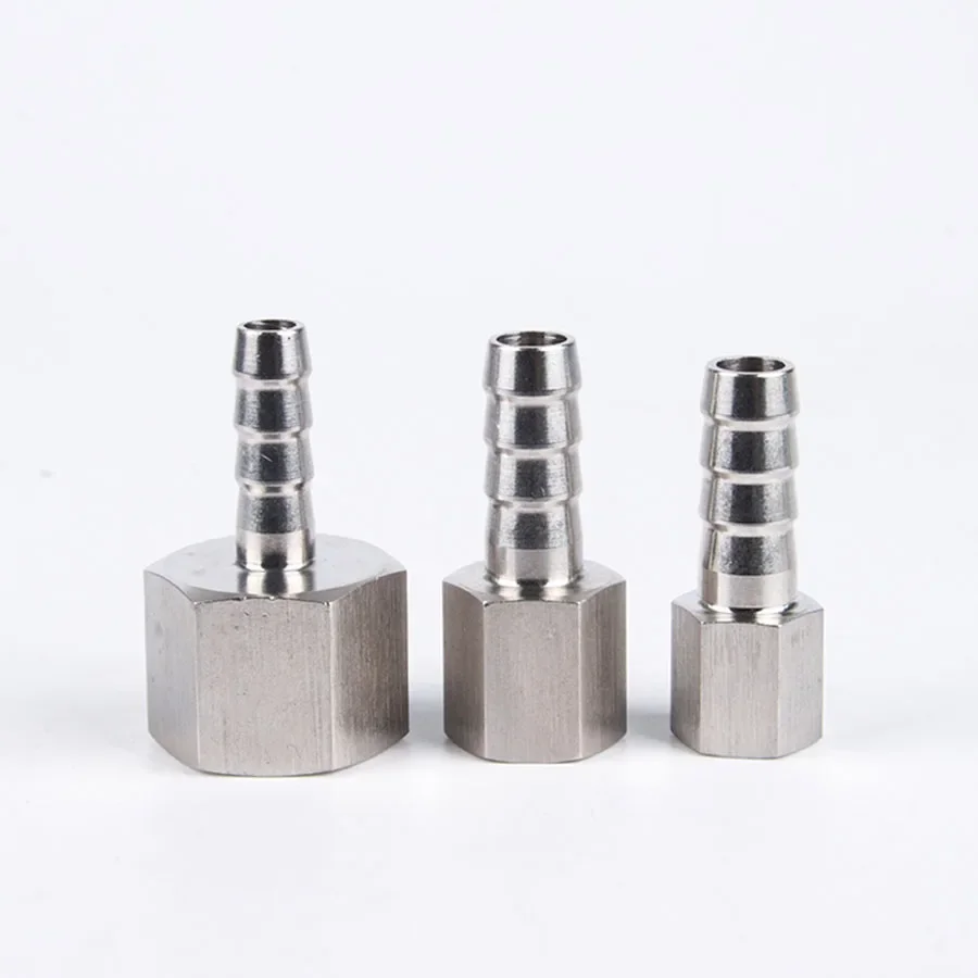 

304 Stainless Steel High Pressure Female Thread Hexagon Barb Joint 1/8 1/4 3/8 1/2 BSP To 6 8 10 12mm Hose Barb Coupler Adapter