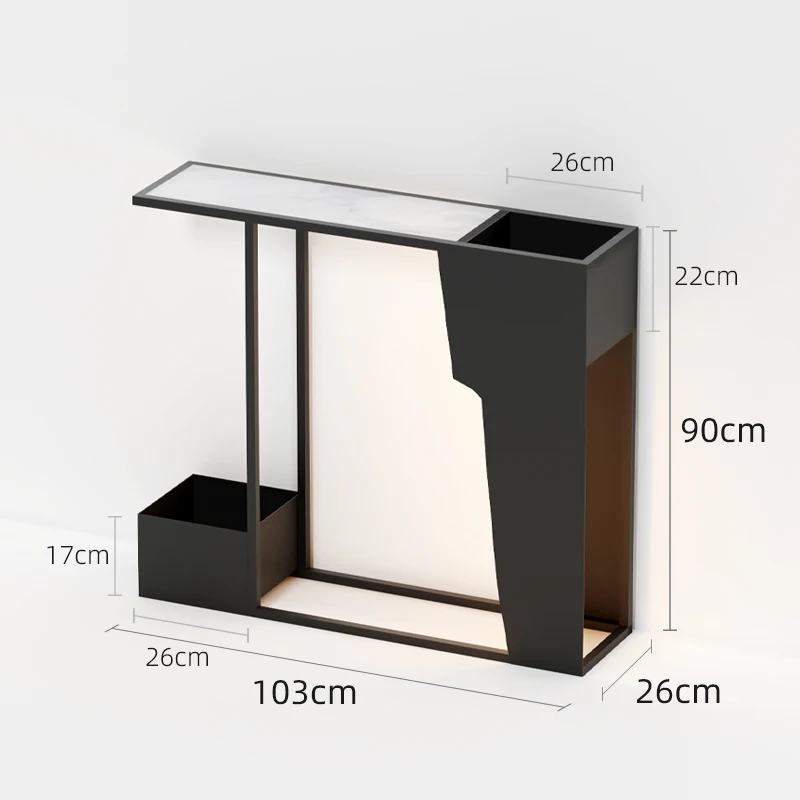 

Modern Minimalist Console Tables Extremely Narrow Corridor Ultra-Thin Art Console Stone Plate Ambience Light Flower Stand