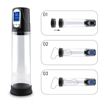Penis Pump Vibrator Enlargerment Vacuum Pump Erection Electric USB Automatic Penis Enlargement Cock Extender For Men Sex Toys 4
