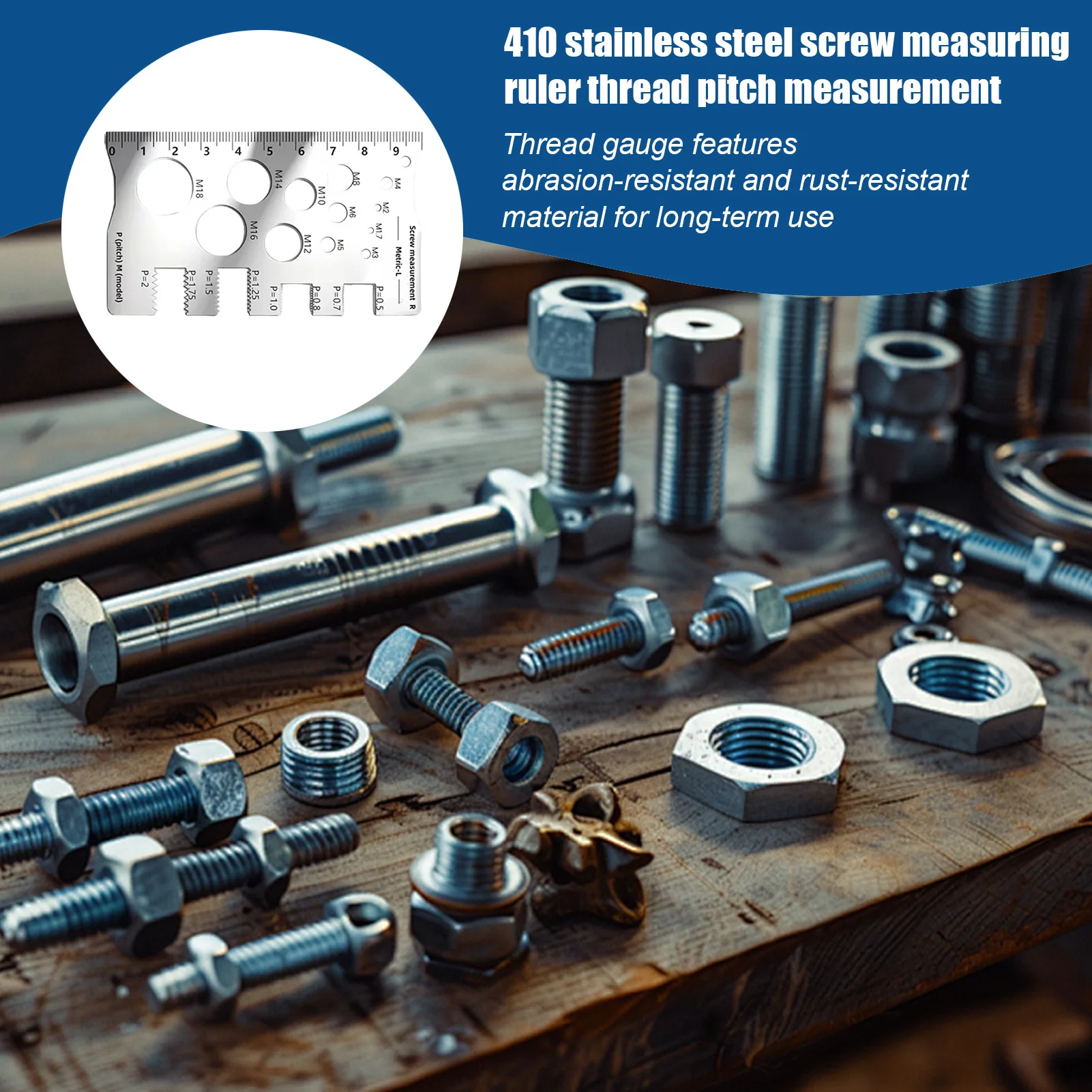410 Stainless Steel Screw Measuring Ruler Precise Tooth Pitch Measurement Diameter Pitch Bolt Calipers Thread Gauge Ruler