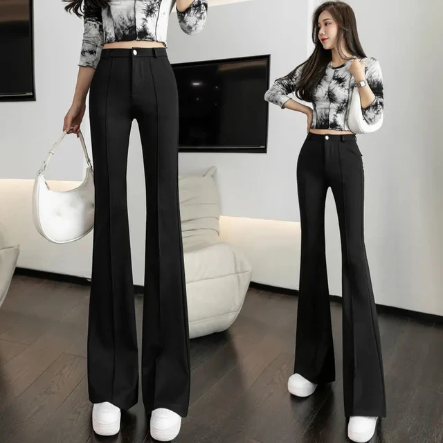 Women's Fashion Solid Cotton Spandex Boot Cut High Waisted Flare Pants  Workout Casual Trousers Comfortable Flared Leggings S-XL - AliExpress