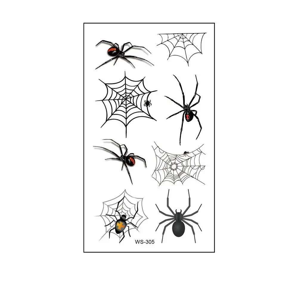 40Sheets Fresh Cosplay Props Spider Temporary Tattoos Waterproof DIY Body Art Stickers Scary Facial Makeup Face Patch Men