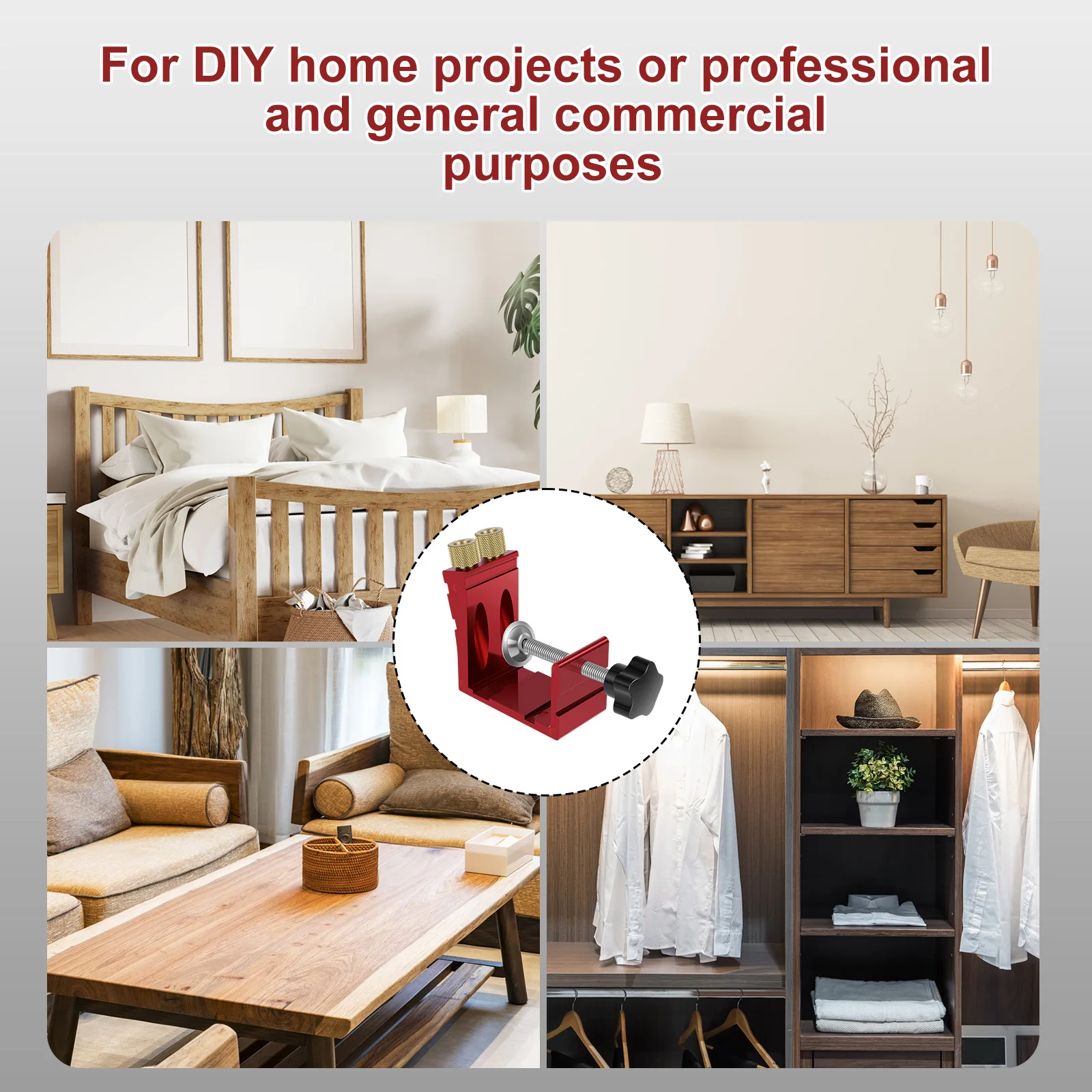 47Pcs Oblique Hole Locator Woodworking Positioner Sturdy Pocket Hole Jig Kit 15 Degree Angle Drill Guide Set Carpentry Tools