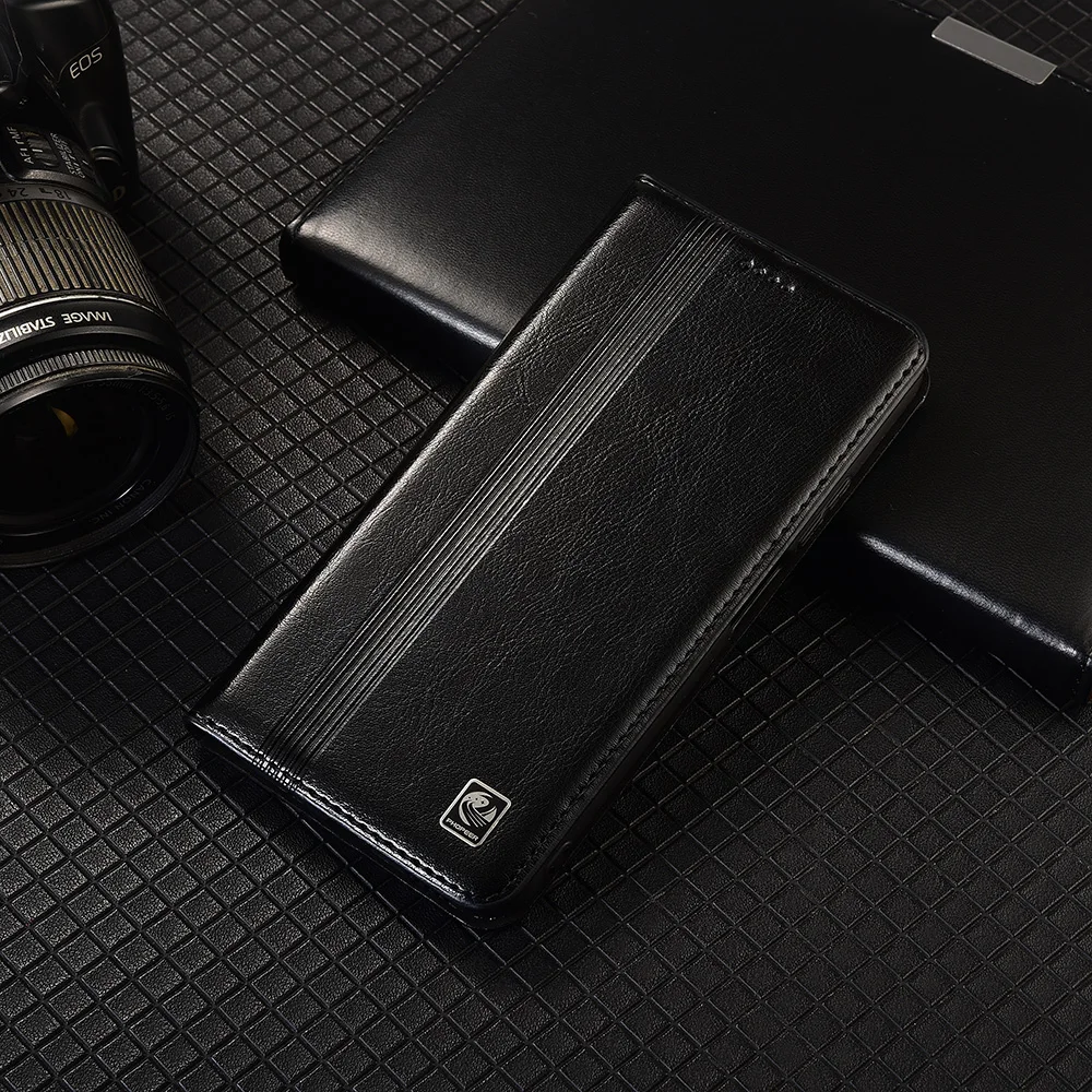 Elegant Vertical Line Leather Flip Case with Card Holder