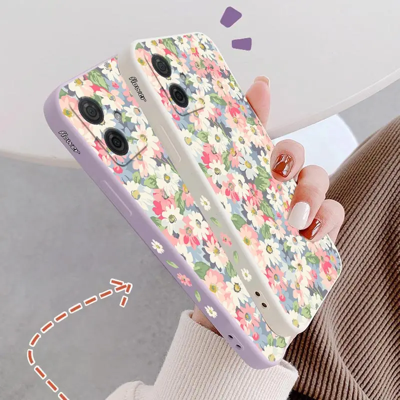 Elegant Canvas Flower Silicone Phone Case Cover