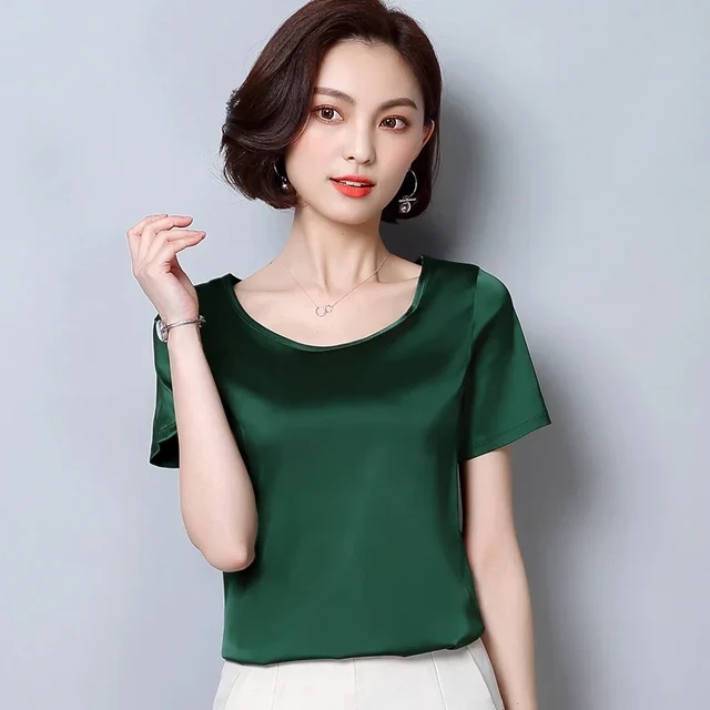 Summer Tops for Women 2023 Trendy Silk Shirts for Women Elbow Length Tee  Shirts for Women 3/4 Sleeve Tops for Women Summer Tee Shirt Dresses for  Women Black Blouses for Women