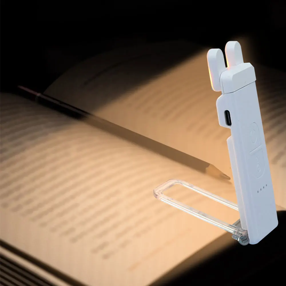 Clip-on Bookmark Book Light USB Rechargeable Reading Light Adjustable Brightness Portable Reading Bedside Desk