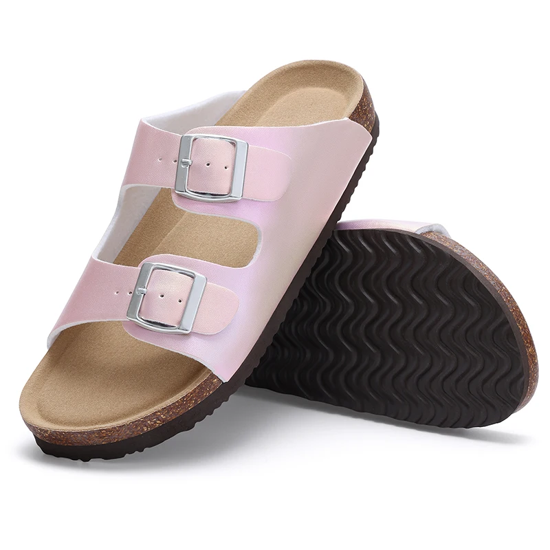 Women Double Metal Buckle Comfortable Summer Slippers