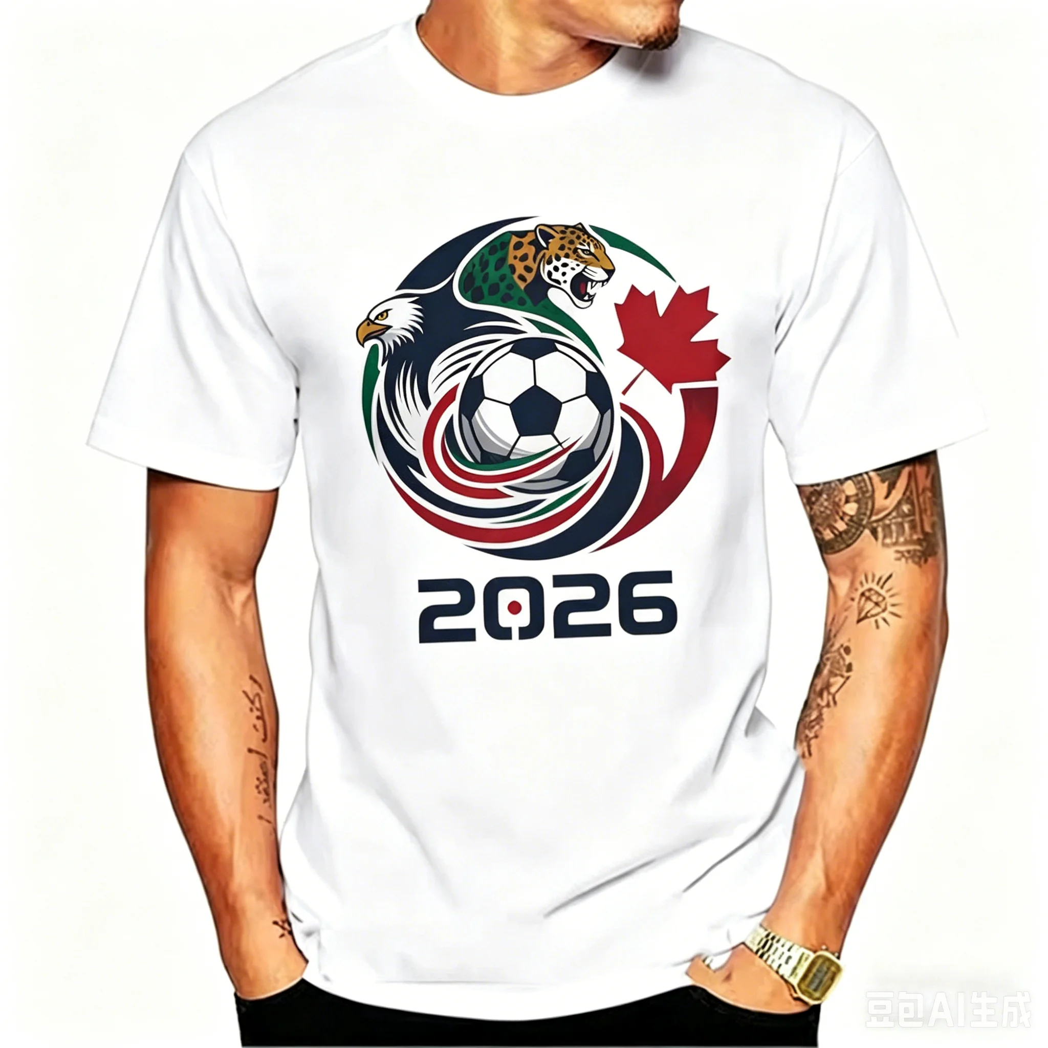 T-shirt sportiva da uomo USA Canada Messico, maglietta con grafica aquila e giaguaro, regalo ideale per tifosi di calcio, top estivo a maniche corte