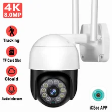 

4K 8MP/5MP/3MP Mini WIFI PTZ Camera Outdoor 5X Digital Zoom AI Human Detect Wireless Camera H.265 Audio Intercom TF Card iCSee