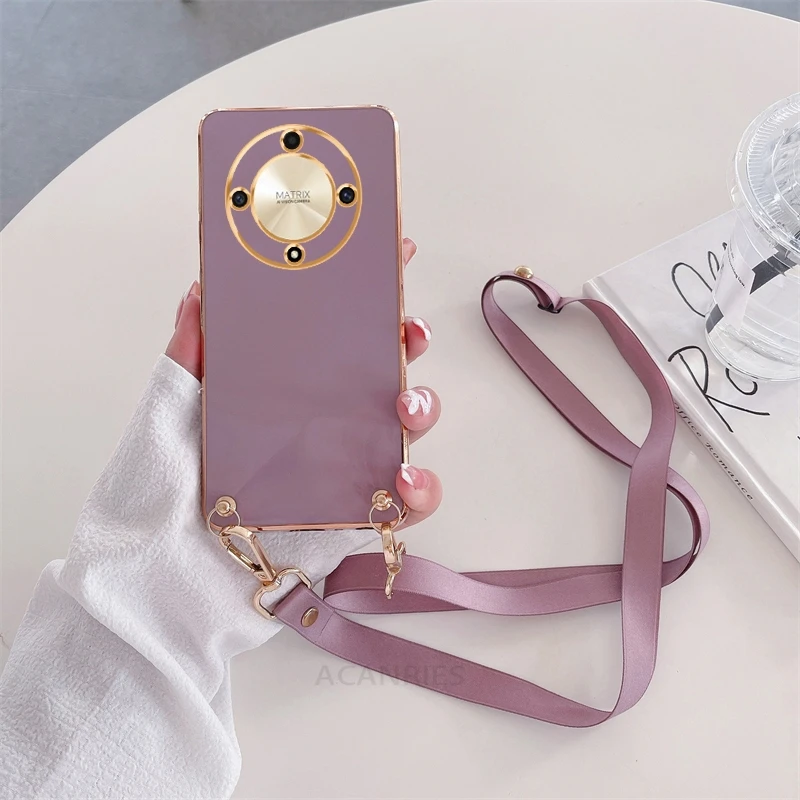 Premium Crossbody Lanyard Plating Case with Silicone Cover