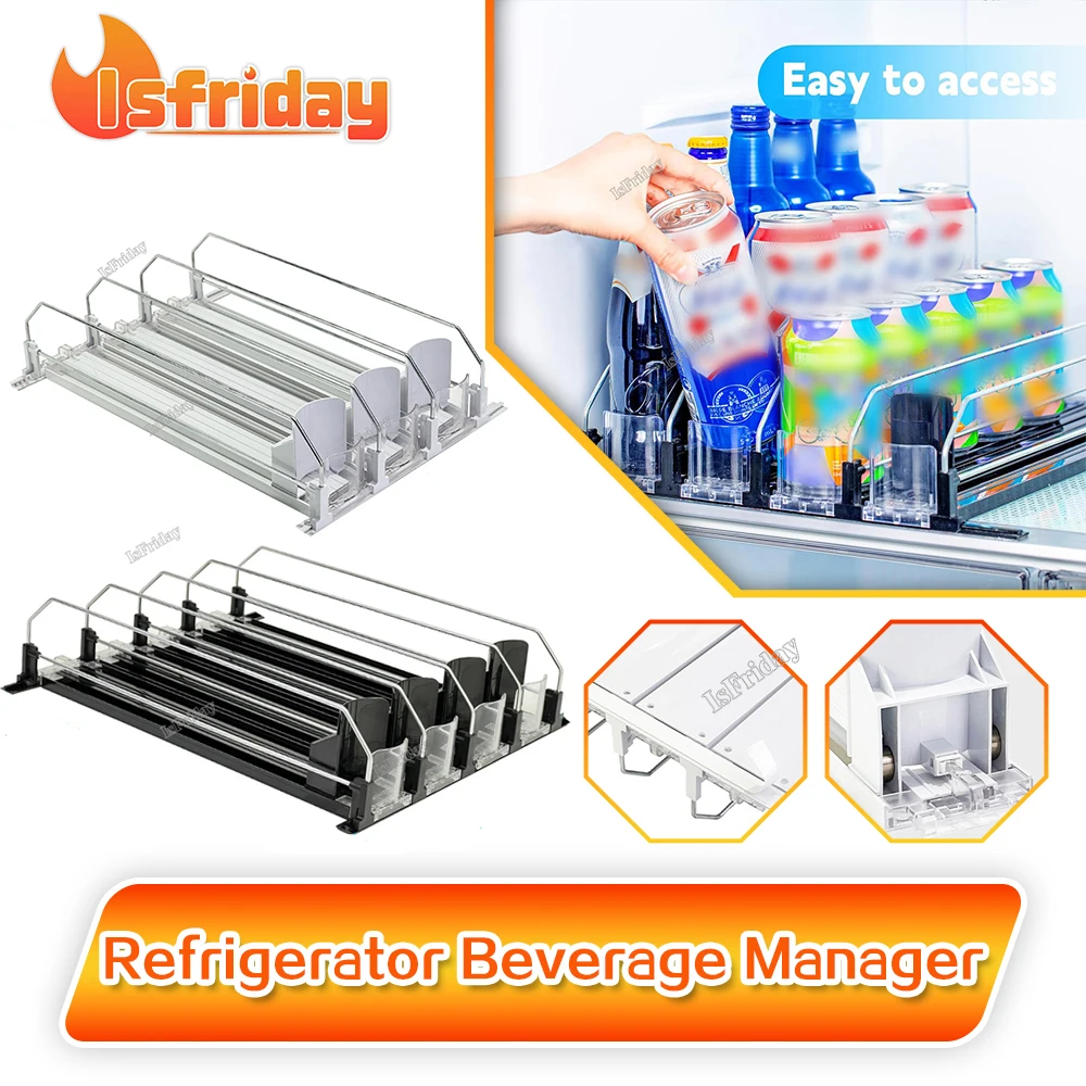 

3 ряда, диспенсер для напитков в холодильнике, самонажимающийся органайзер для напитков, холодильник, банка для пива и напитков, держатель для хранения бутылок для морозильной камеры