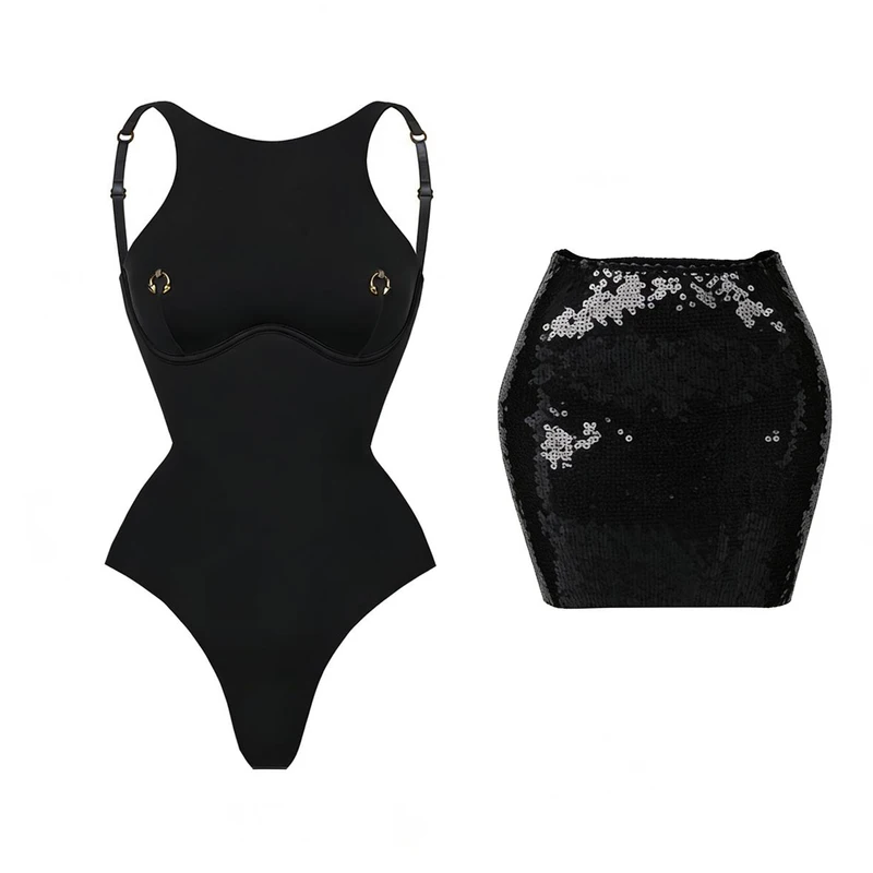 2Pcs Sexy Women One Piece Swimsuit Female Swimwear Solid