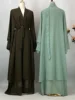 Abaya Ouverte en Mousseline de Soie pour Femme Musulmane, Kaftan Islamique, Caftan Marocain, Robe Modeste, Kimono de Dubaï, Ramadan Kebaya