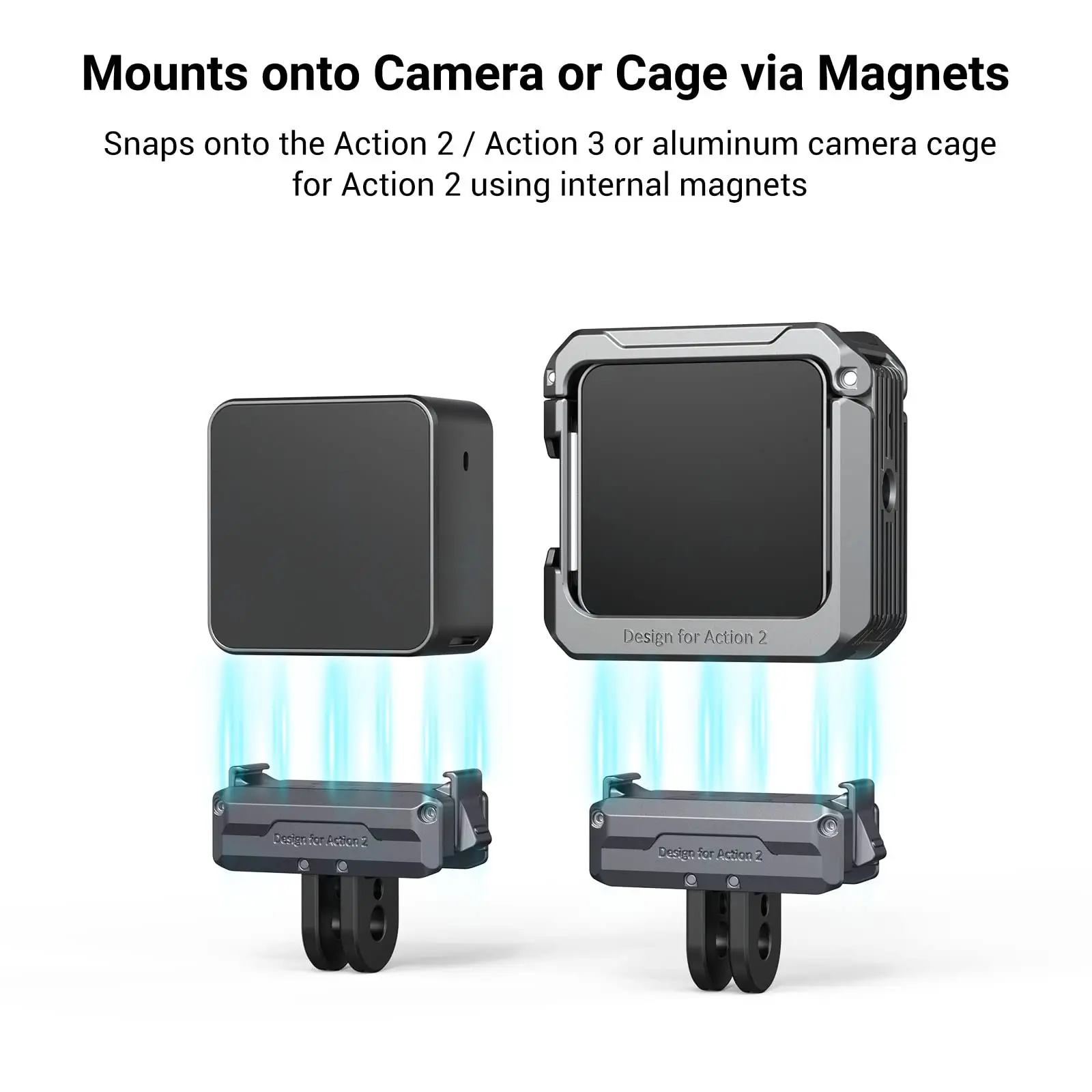 Magnetic Adapter Mount for DJI Osmo Action 4 /3 / 2 w Adapter Connection & 1/4”