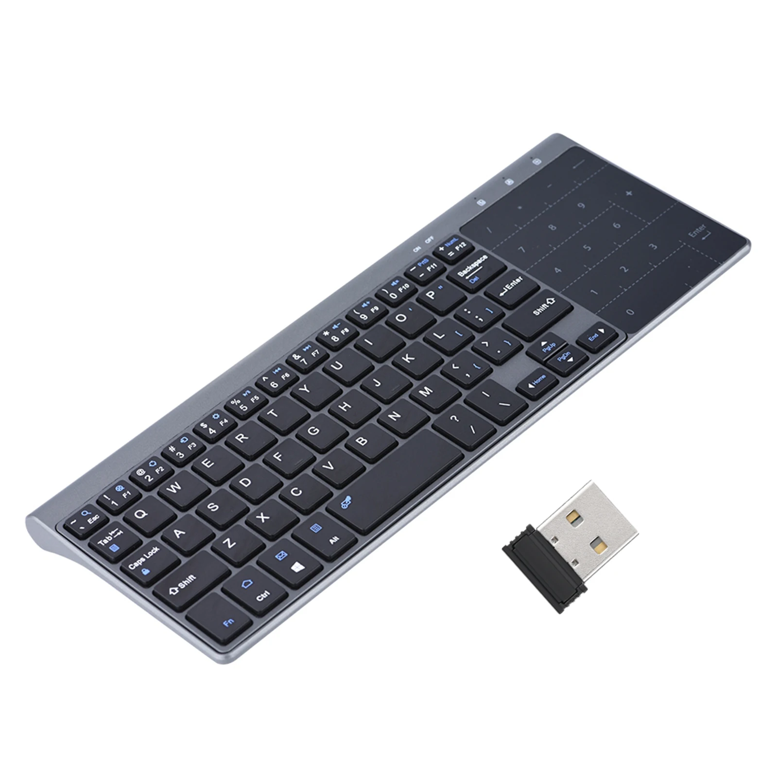 PC 노트북 TV 박스용 휴대용 슬림 컴퓨터 키보드, 터치패드 포함, 2.4Ghz 무선 키보드, 59 키
