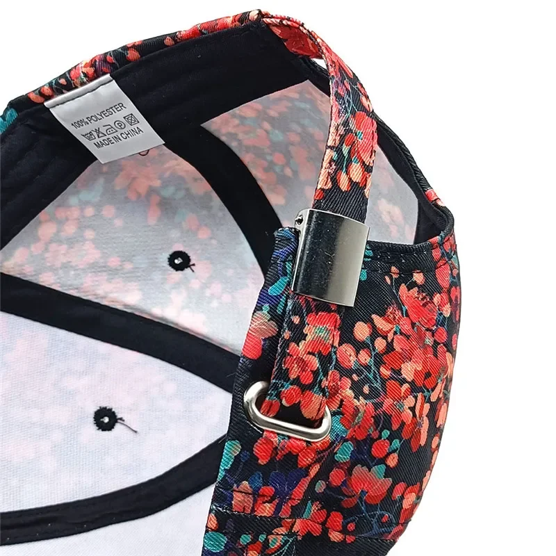 Four Seasons Polyester Flower Print Casquette Baseball Cap Adjustable Outdoor Snapback Hats for Women 28 6