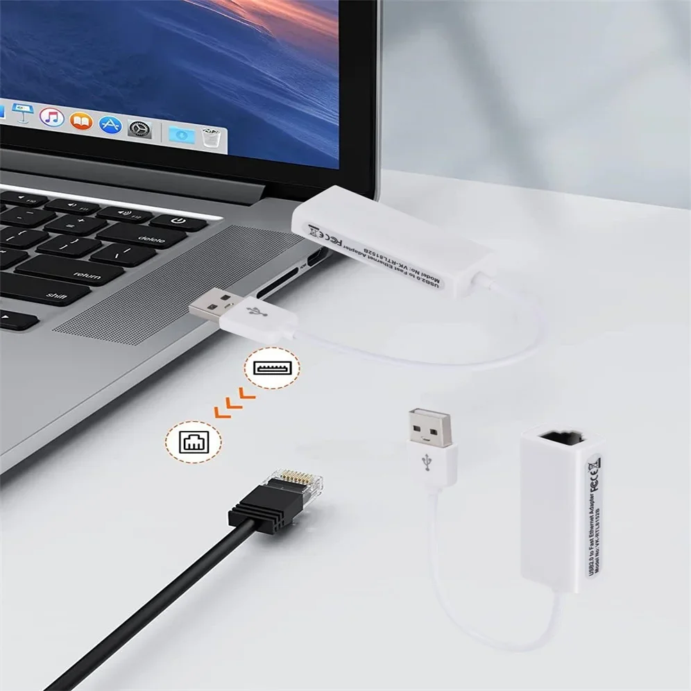 GRWIBEOU USB 2.0 إلى RJ45 بطاقة الشبكة 10/100Mbps USB Lan RJ45 بطاقة الشبكة USB إلى محول إيثرنت للكمبيوتر المحمول ويندوز 7 8 10