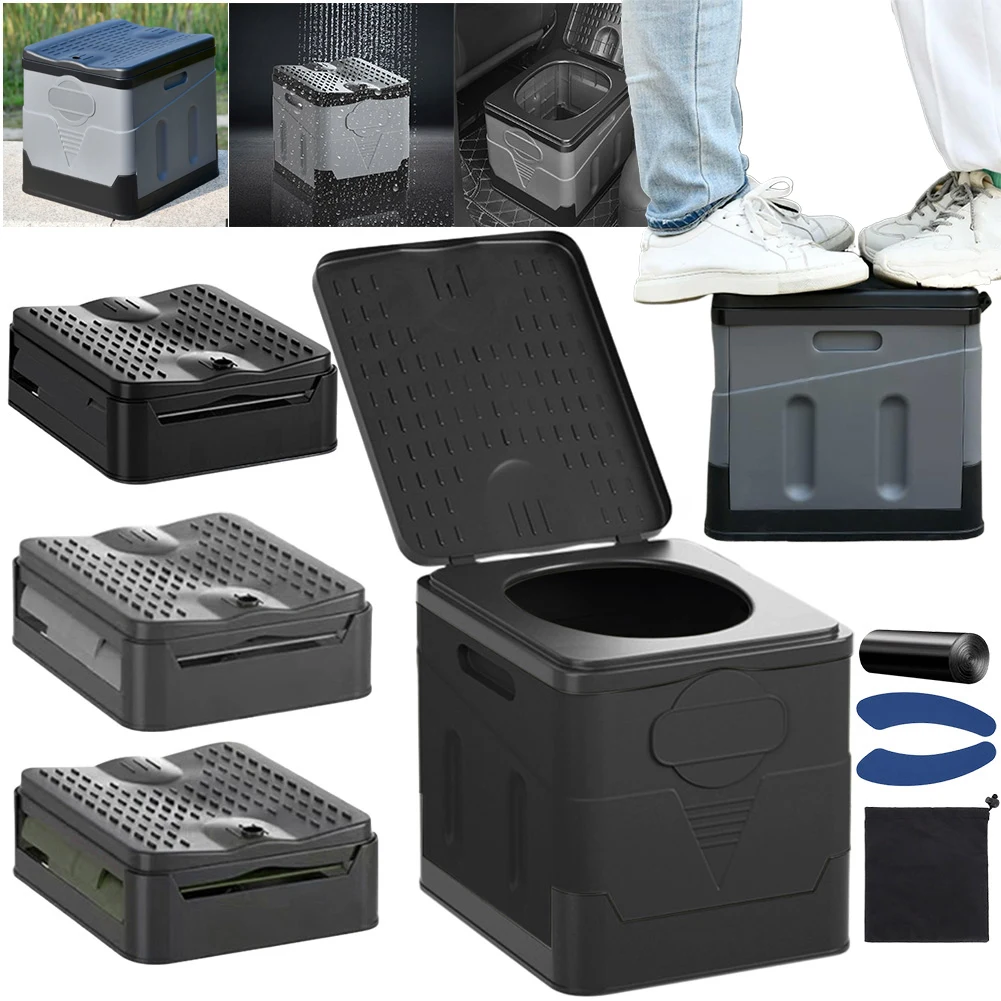 Car Toilet Bucket Trash Can Portable Toilet Stool for Tour Emergency Self-driving for Car Truck Camping Hiking Fishing Long Trip 4