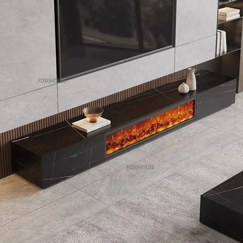 Light Luxury Tv Stand with Fireplace Home Embedded Simulation Flame Fake Fire Electric Fireplace Living Room Heater Z